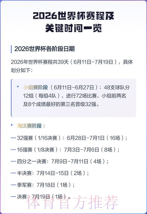 2026世界杯每日赛程今日最新时间表查询入口 2026世界杯每日赛程今日最新时间表查询入口